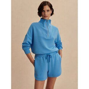 Varley NWOT Hawley Half Zip Sweat Doublesoft Sweatshirt in Azure Blue Size Small